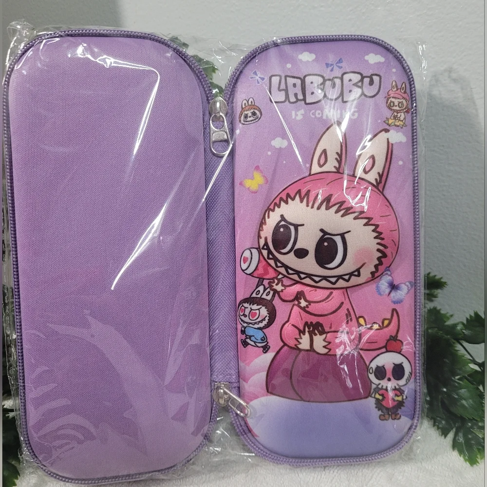 Purple Labubu Character Pencil Case. 3D